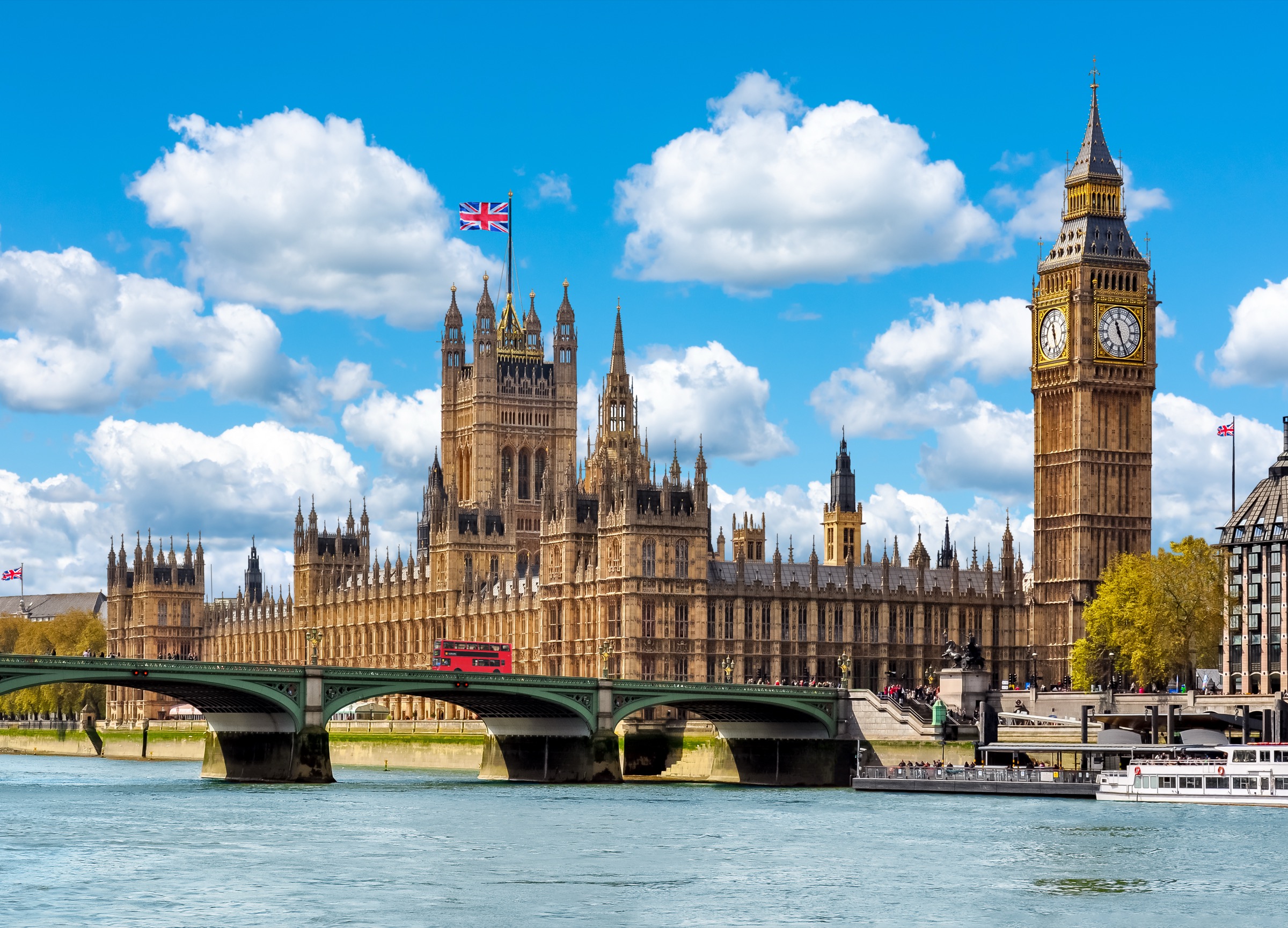 Big Ben, Houses of Parliament and Westminster Bridge, London